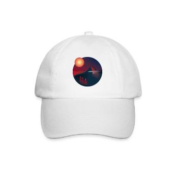 Sunset Mountain Landscape in a Circle Navy/Red - Baseballkappe - Weiß/Weiß - Vorne