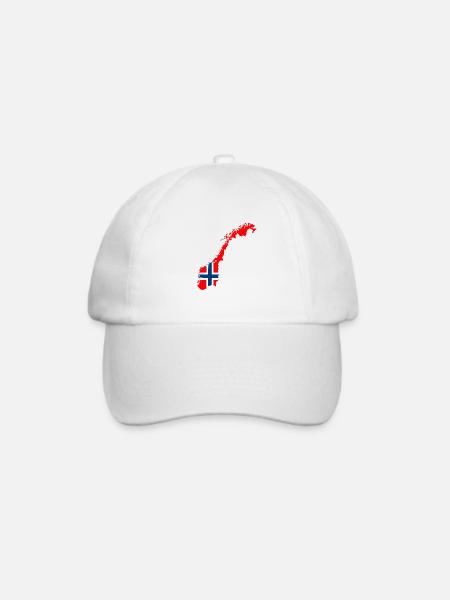 Flagge und Karte von Norwegen - Baseballkappe - Weiß/Weiß