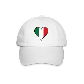 Italien Herz mit schwarz Rahmen - Baseballkappe - Weiß/Weiß - Vorne