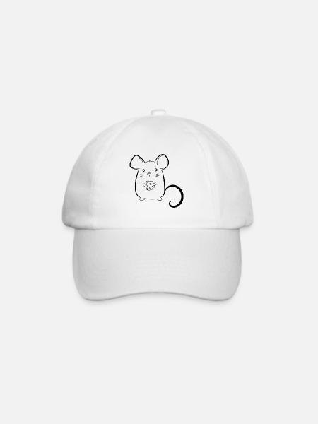 Maus mit Käse - Baseballkappe - Weiß/Weiß