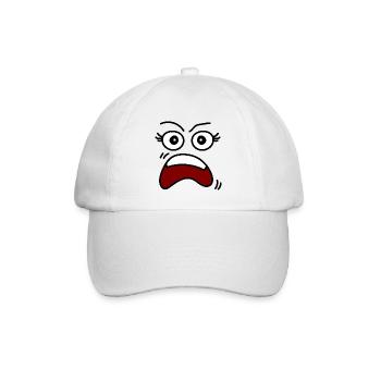 Überraschtes Frauengesicht - Baseballkappe - Weiß/Weiß - Vorne