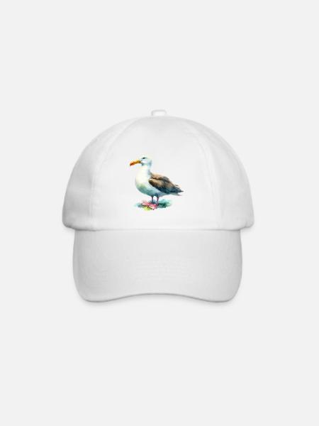 Albatros Aquarell Nordsee Küste - Baseballkappe - Weiß/Weiß
