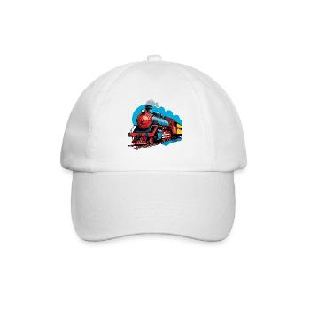bunte Dampflokomotive für kleine Eisenbahner - Baseballkappe - Weiß/Weiß - Vorne
