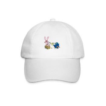 Elefant und Hase als Pirat - Baseballkappe - Weiß/Weiß - Vorne
