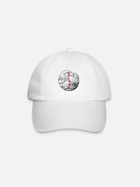 Die große Welle von Kanagawa 2 - Hokusai - Baseballkappe - Weiß/Weiß