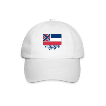 Mississippi-Flagge - Baseballkappe - Weiß/Weiß - Vorne
