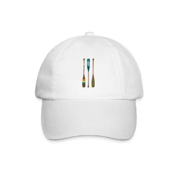Drei Paddel Bunte Kanu Fan Geschenkidee - Baseballkappe - Weiß/Weiß - Vorne