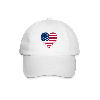 USA Flagge als Herz - Baseballkappe - Weiß/Weiß - Vorne