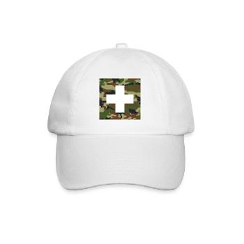 Militär Schweiz Schweizerkreuz auf Camouflage - Baseballkappe - Weiß/Weiß - Vorne