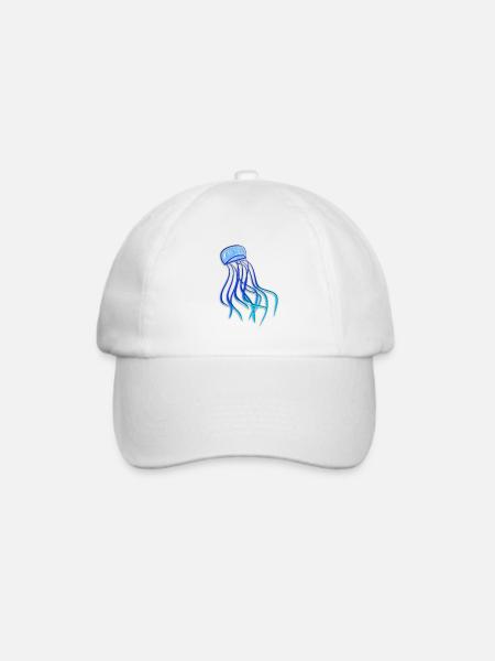 qualle tier meerestier biologie symbol blau - Baseballkappe - Weiß/Weiß