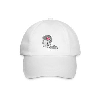 trauriges herz mülleimer liebe liebeskummer - Baseballkappe - Weiß/Weiß - Vorne