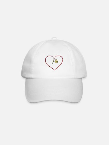 rotes herz schloss schlüssel liebe symbol - Baseballkappe - Weiß/Weiß