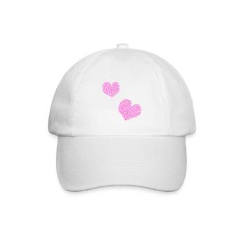 zwei rosa herzen glitzer herz - Baseballkappe - Weiß/Weiß - Vorne