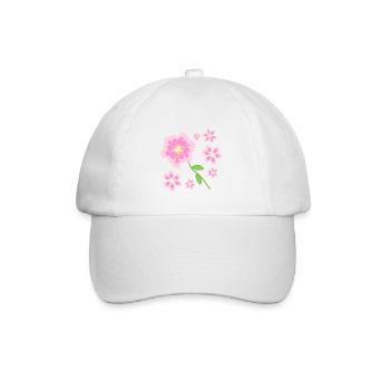 rosa blumen muster - Baseballkappe - Weiß/Weiß - Vorne