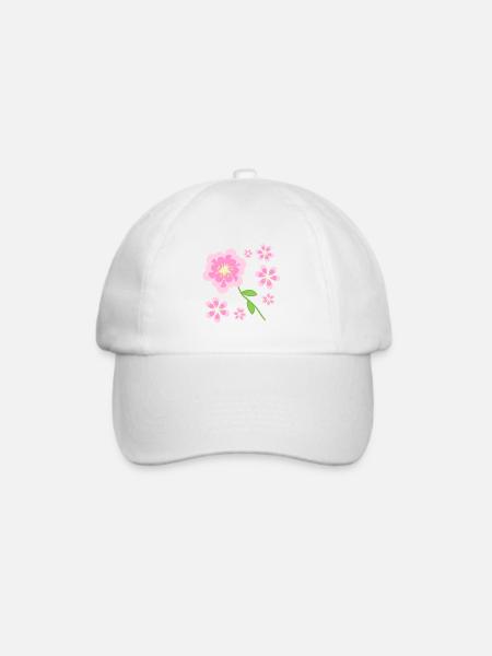 rosa blumen muster - Baseballkappe - Weiß/Weiß