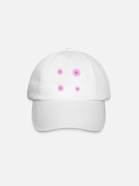 vier lila blumen pflanzen blüten - Baseballkappe - Weiß/Weiß
