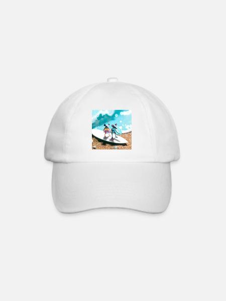 Zwei Mäuse auf dem Surfboard - Baseballkappe - Weiß/Weiß