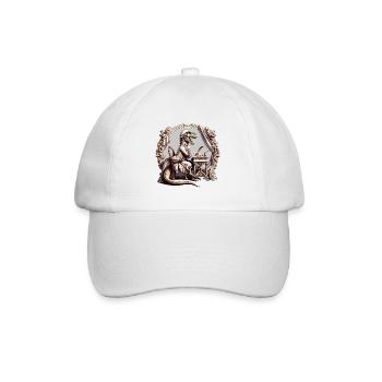 Der Dichtende T-Rex - Majestätisch & Gelehrt - Baseballkappe - Weiß/Weiß - Vorne