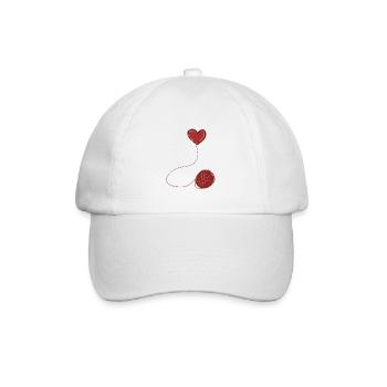 herz rot symbol wolle faden linie - Baseballkappe - Weiß/Weiß - Vorne