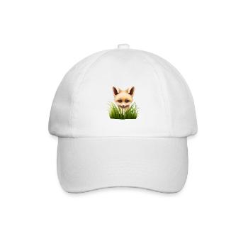 Kleiner Fuchs versteckt sich im Gras - Baseballkappe - Weiß/Weiß - Vorne