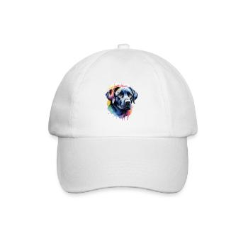 Labrador Retriever Hund Coole Farbexplosion - Baseballkappe - Weiß/Weiß - Vorne