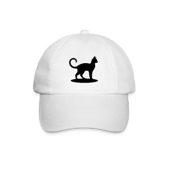 Schwarze Katze Silhouette - Baseballkappe - Weiß/Weiß - Vorne