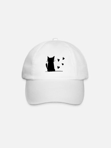 Katze Herzen Symbol - Baseballkappe - Weiß/Weiß