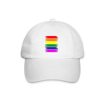 Regenbogenstreifen quer - Baseballkappe - Weiß/Weiß - Vorne