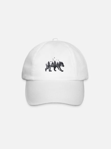 Zeichnung Bär Natur - Baseballkappe - Weiß/Weiß