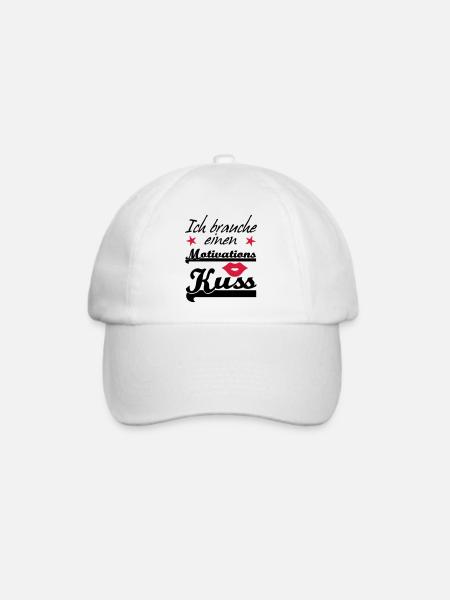 Motivationskuss Liebe, Spruch, Geschenk, Fun - Baseballkappe - Weiß/Weiß