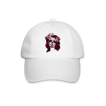 tod girl mexico kostüm totenkopf rose Totentag lol - Baseballkappe - Weiß/Weiß - Vorne