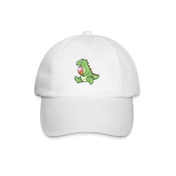 Eiscreme Dino Erdbeereis Dinosaurier T-Rex Saurier - Baseballkappe - Weiß/Weiß - Vorne