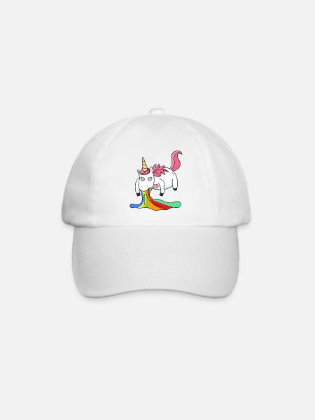 Kotzendes Einhorn Regenbogen - Baseballkappe - Weiß/Weiß
