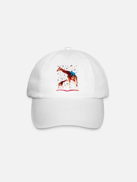 02 Giraffen Koala Kolibris Schmetterlinge - Baseballkappe - Weiß/Weiß