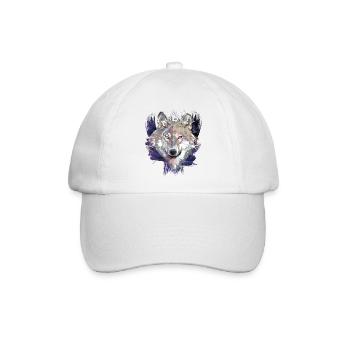 Wolf | Tier | Grauer Wolf - Baseballkappe - Weiß/Weiß - Vorne