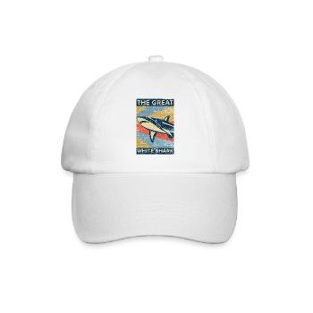 groß weißer Hai gefährlich Fisch vintage Geschenk - Baseballkappe - Weiß/Weiß - Vorne
