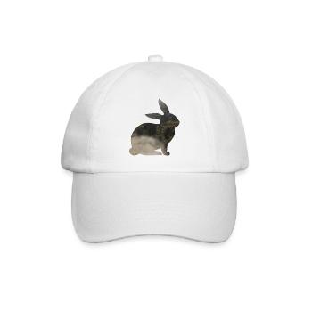 Hase in Silhouette mit Wald und Nebel - Baseballkappe - Weiß/Weiß - Vorne