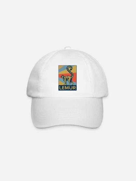 Lemur Affe Halbaffe Tier Geschenk Tierschutz. - Baseballkappe - Weiß/Weiß