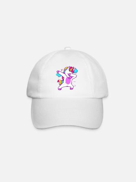 Nettes eintauchendes Einhorn - lustiges Geschenk - Baseballkappe - Weiß/Weiß