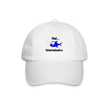 Hai Wackelzahn Zahn Blubberblasen Geschenkidee - Baseballkappe - Weiß/Weiß - Vorne