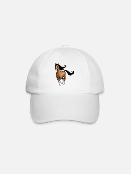 Braunes Pferd - Baseballkappe - Weiß/Weiß