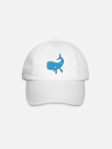 Kleiner blauer Wal - Baseballkappe - Weiß/Weiß