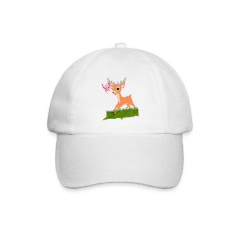 Bambi am spielen mit einem Schmetterling Geschenk - Baseballkappe - Weiß/Weiß - Vorne
