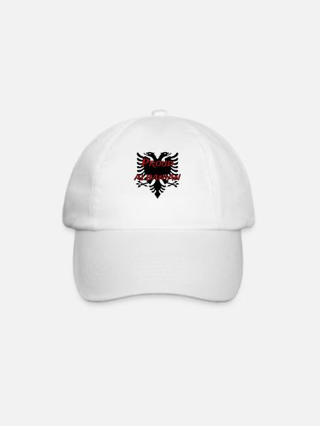 Albanien Flagge "Proud Albanian" - Baseballkappe - Weiß/Weiß