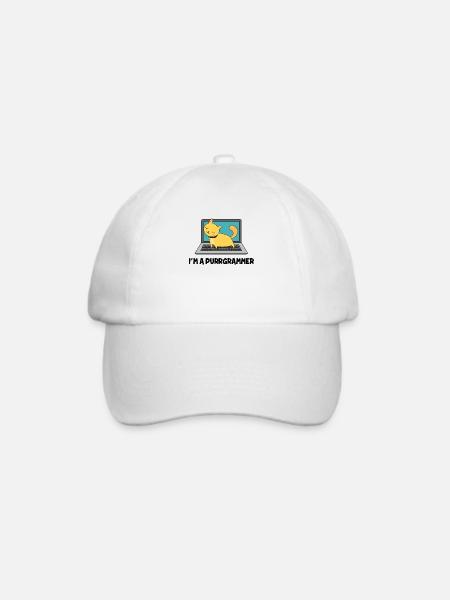 Katze Programmierer Fell Computer Nerd Geschenk - Baseballkappe - Weiß/Weiß