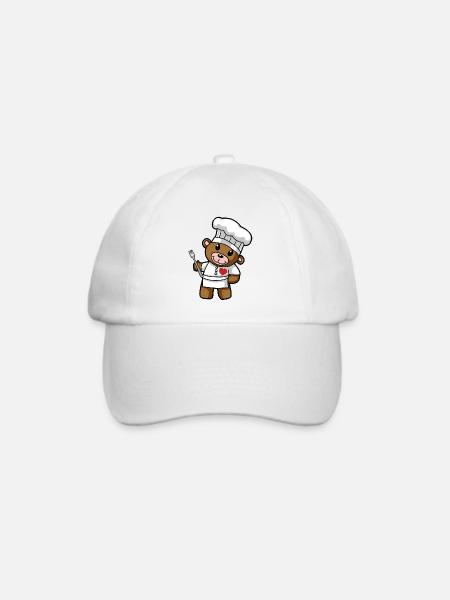 Chef Koch mit Herz Cartoon Hobbykoch Kochkunst - Baseballkappe - Weiß/Weiß