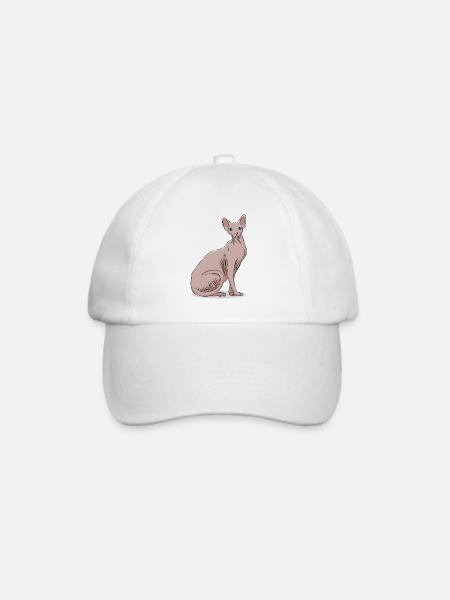 Sphynx Sphinx Katze Kätzchen Haustier Geschenk - Baseballkappe - Weiß/Weiß