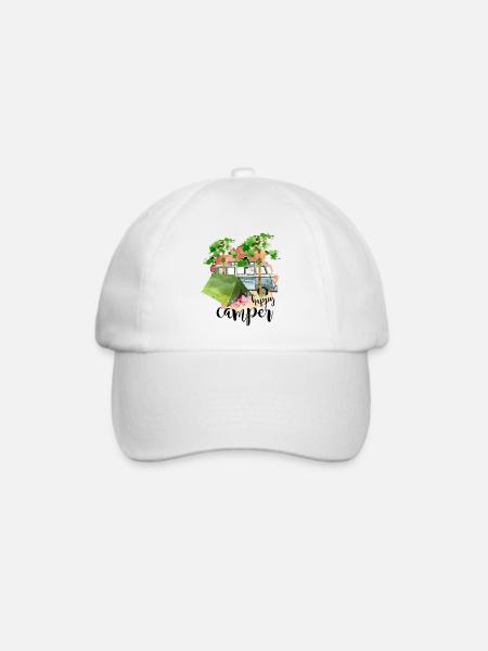 Glücklicher Camper - Baseballkappe - Weiß/Weiß