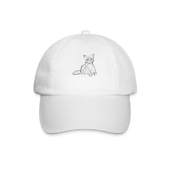 Waschbär - one line drawing - Baseballkappe - Weiß/Weiß - Vorne