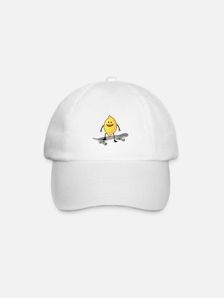 Skateboard Skater skaten Zitrone Zitronen Kinder - Baseballkappe - Weiß/Weiß